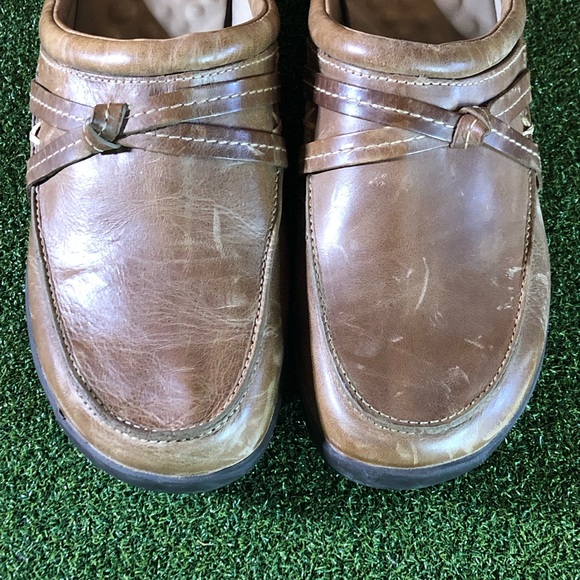 LL Bean Brown Tan Leather Slip On Mules Women’s 9 Made in Brazil - Picture 3 of 9